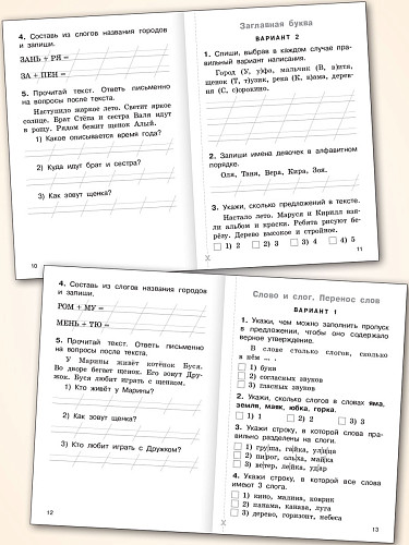 Тематический контроль по русскому языку. 1 класс - 10