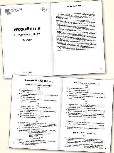 Русский язык. Разноуровневые задания. 8 класс - 8